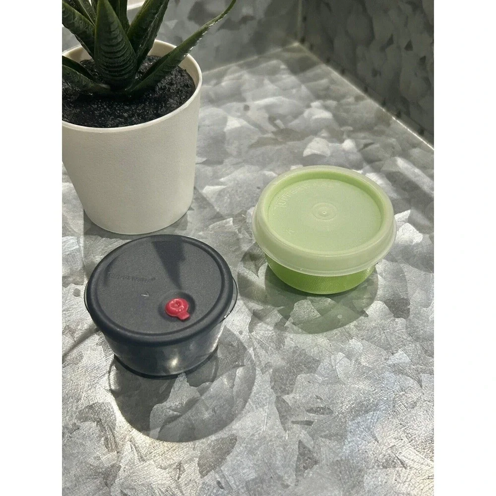Tupperware Smidgets (2) TINY MINI 1oz Storage Containers‎ (one Magnetic)